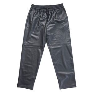 Zara -189 NWT Faux Leather Jogging Pants Joggers Black Size Medium